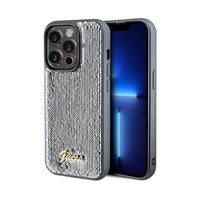Guess Sequin Script Metal - hoesje voor iPhone 14 Pro (zilver)