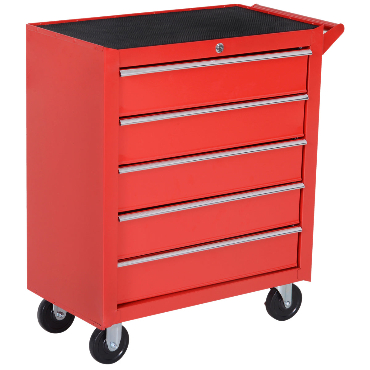 Rolkast, gereedschapskast voor garage, schuur, staal, 69L x 33B x 75H cm, rood
