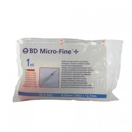 B.D. Ultra-Fine insulinespuit U-100 1 ml 29G x 12,7 mm 10 stuks Becton Dickinson