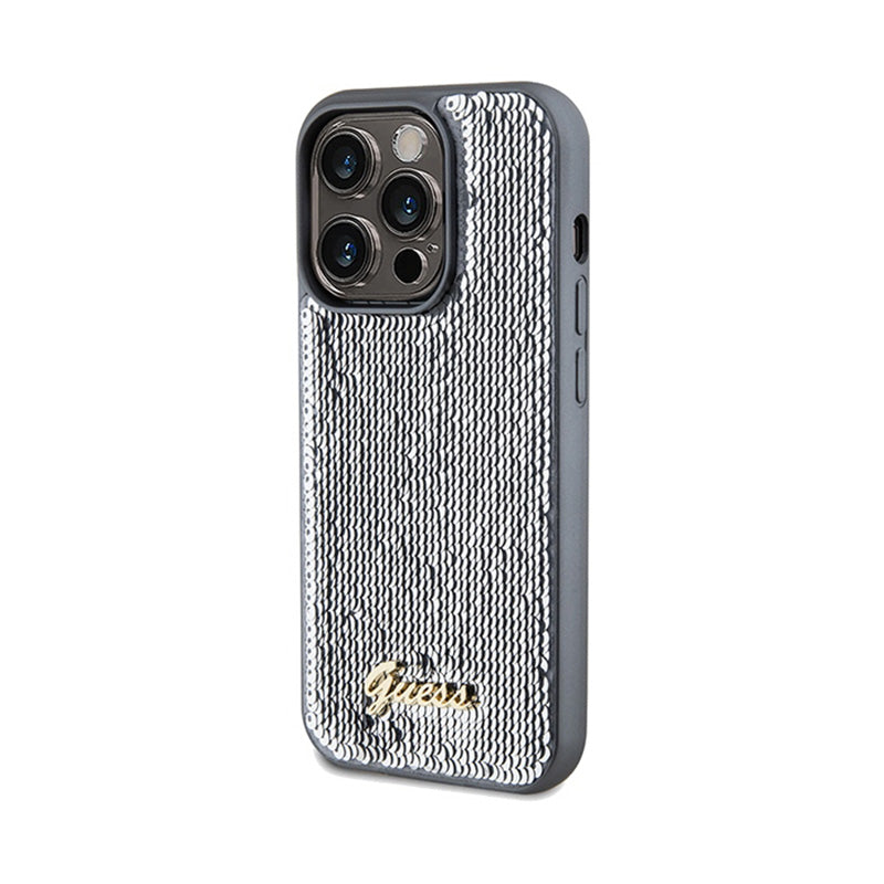 Guess Sequin Script Metal - hoesje voor iPhone 14 Pro (zilver) (2)
