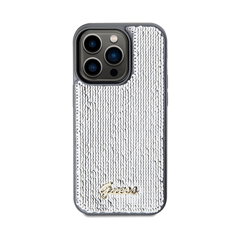 Guess Sequin Script Metal - hoesje voor iPhone 14 Pro (zilver) (3)