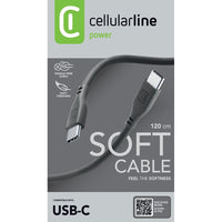 Cellularline Soft-kabel - USB-C naar USB-C-kabel 1,2 m (zwart) (5)