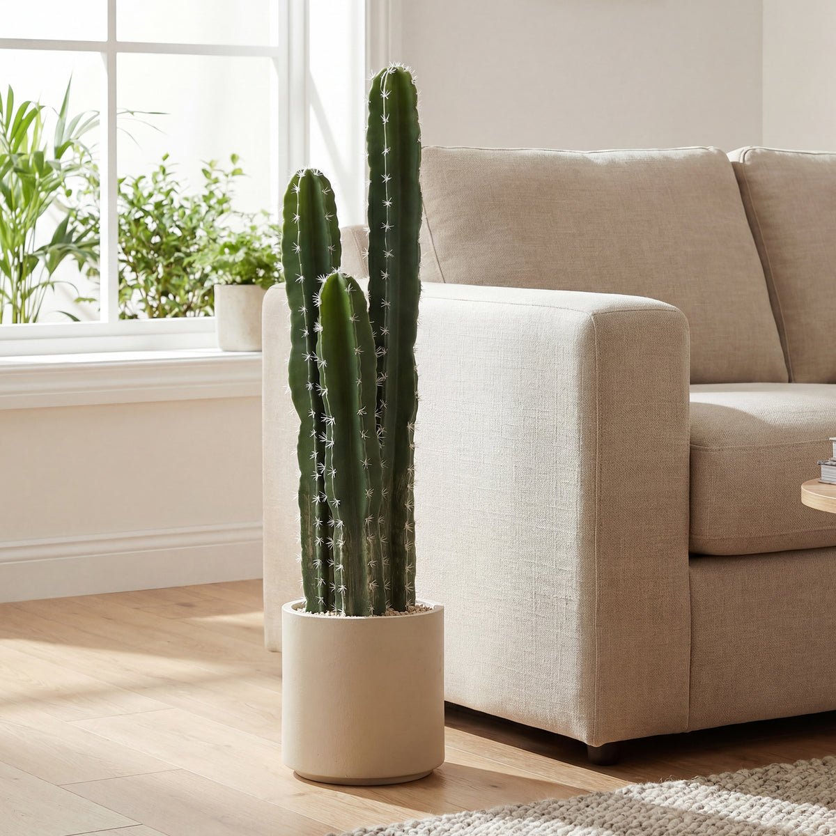 Kunstplant cactus grote plant 95 cm met pot levensecht voor in huis, kantoor, groen (2)
