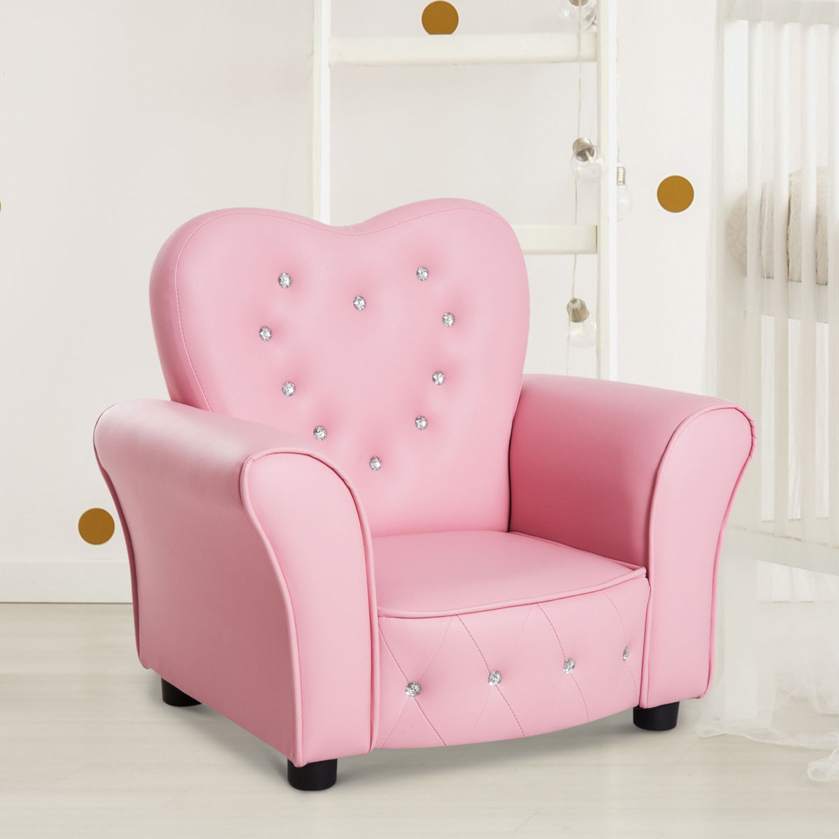 Kinderfauteuil, kinderzetel met massief houten poten, kinderbankje van schuimstof, kinderstoel voor kinderkamer (2)