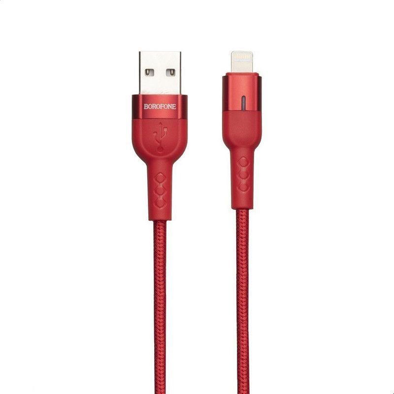 Borofone Starlight - USB-naar-Lightning-verbindingskabel 1,2 m (rood)
