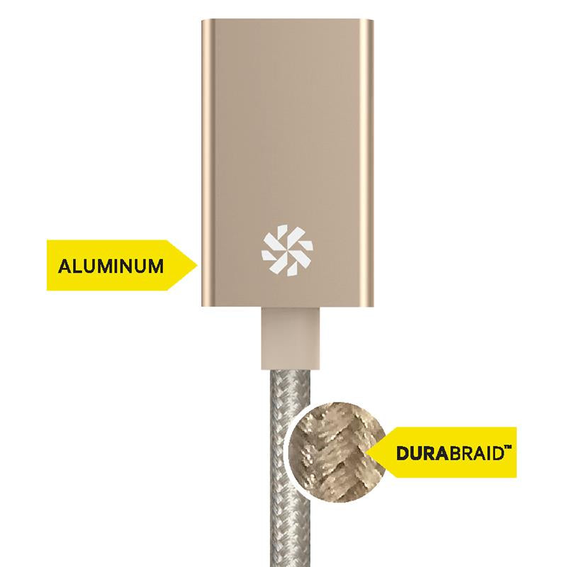Kanex DuraBraid™-adapter - USB-C naar USB 3.0 type A aluminium adapter (goud) (2)
