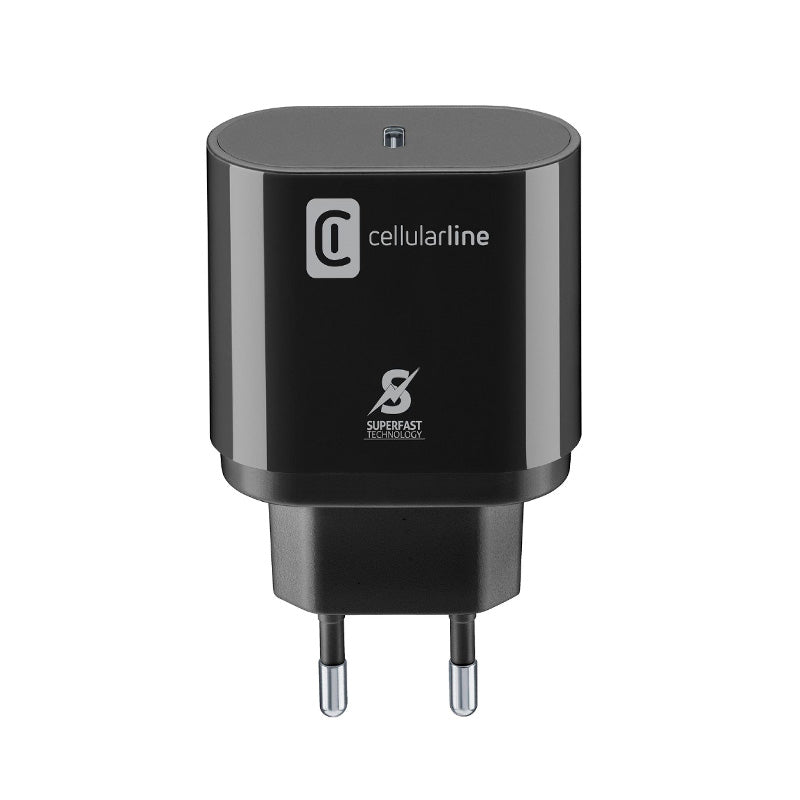 Cellularline - USB-C Super Fast Charger 25W (Ontworpen voor Samsung) (zwart)