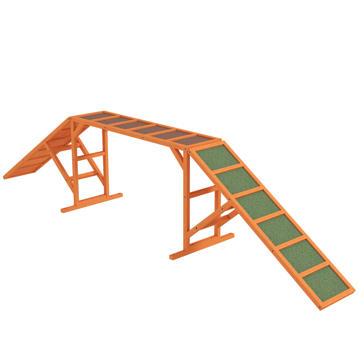 Agility hondenhelling, parcours, antislip, weerbestendig, hout, 335 x 55 x 60 cm, oranje