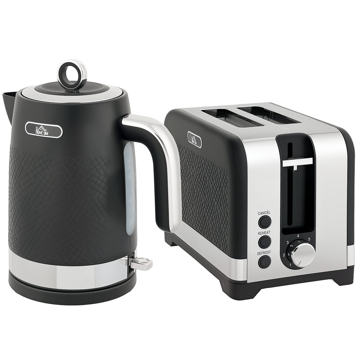 Waterkoker- en broodroosterset, 1,7 l 2200 W snelkookwaterkoker met thermostaat, broodrooster voor 2 sneden