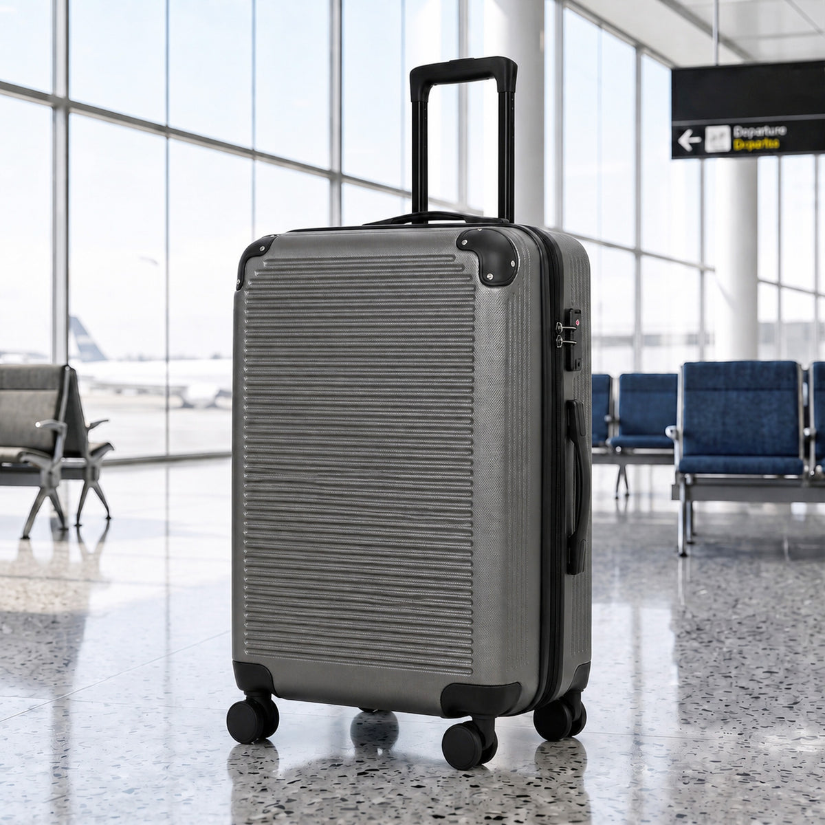 Reiskoffer harde schaal uitbreidbaar rolkoffer trolley 4 wielen TSA-slot 66 cm donkergrijs (2)