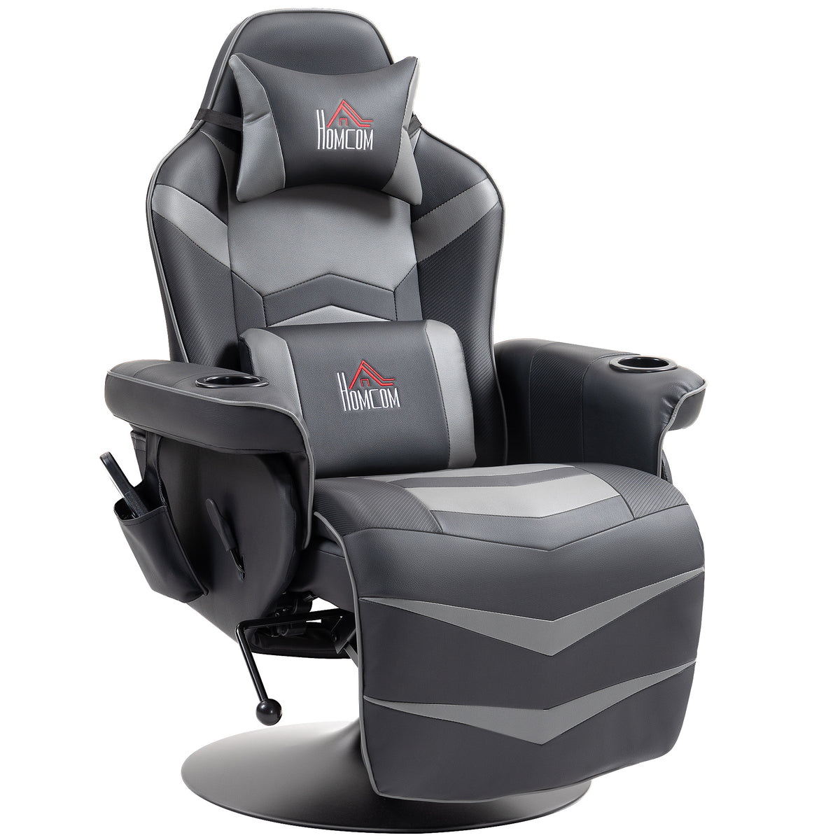 Gamingstoel, massagefunctie, verstelbare rugleuning, voetensteun, tot 120 kg, stalen frame, kunstleer, grijs