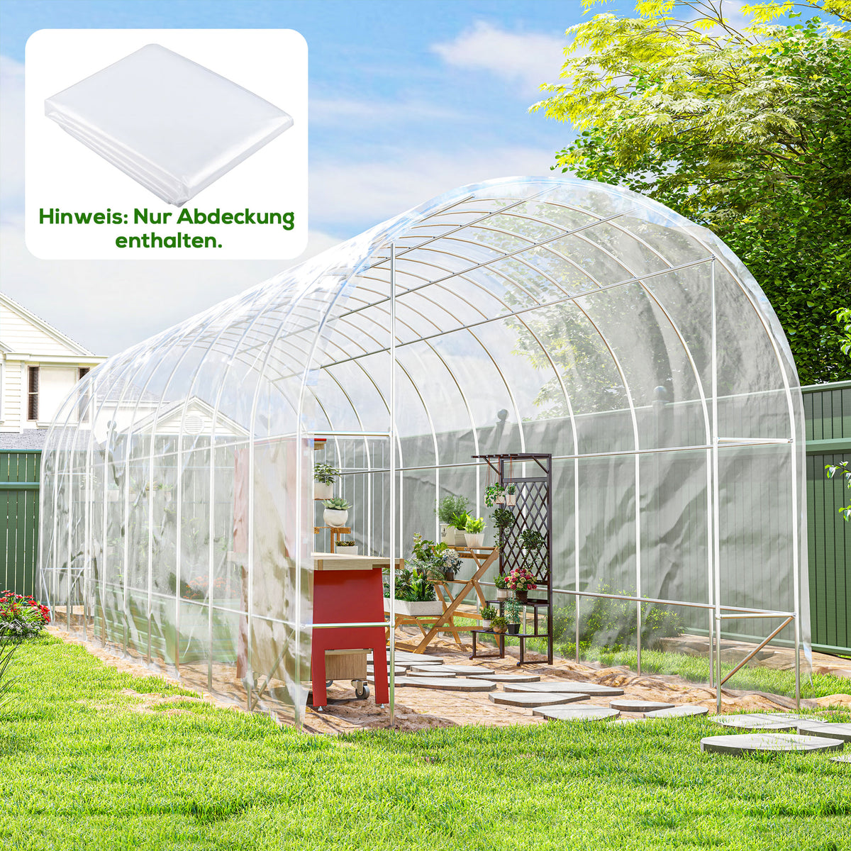 PE-kasafdekking, dekzeil voor planten, uv-bestendig, waterdicht, ALLEEN folie 8 x 10 m (2)