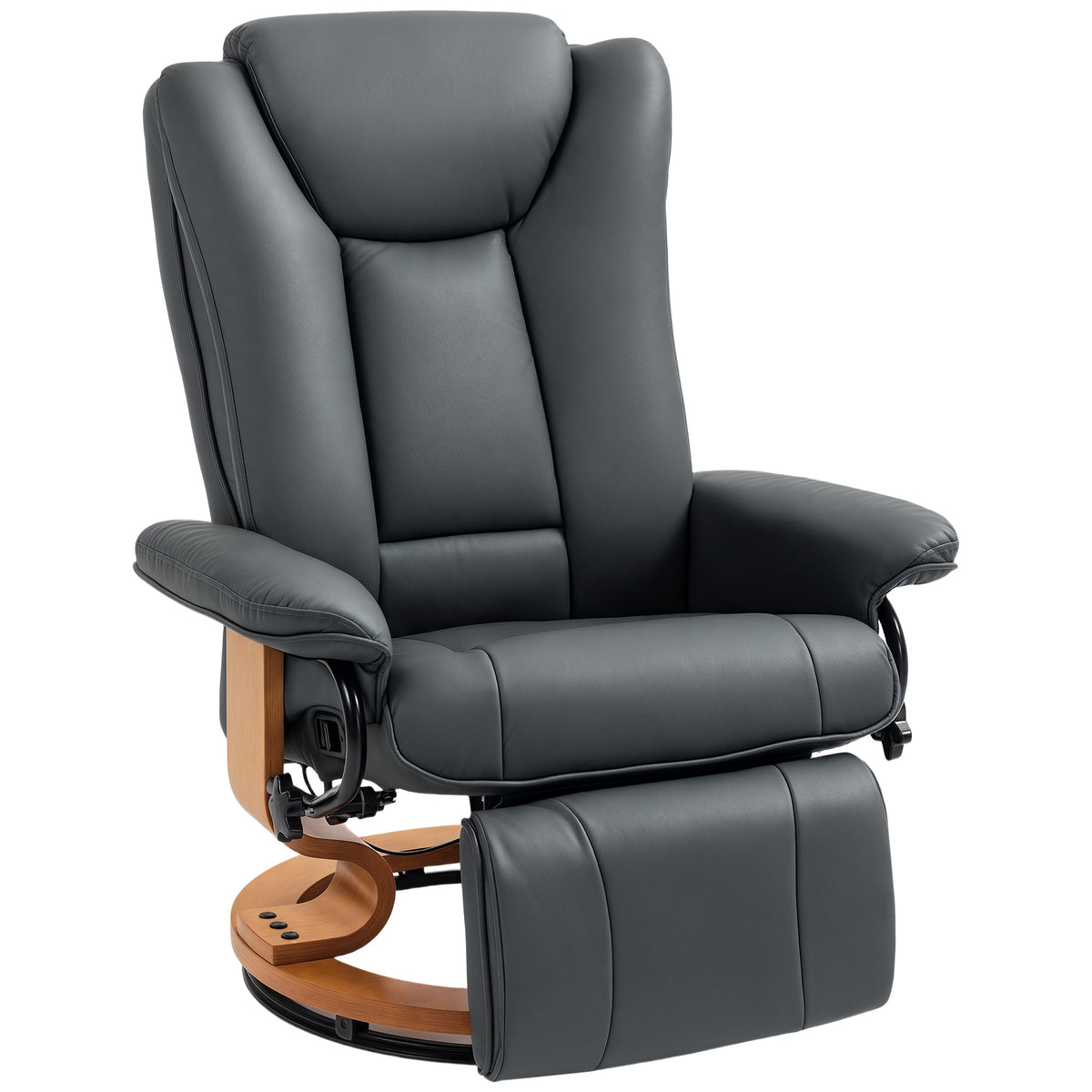 Relaxfauteuil met ligfunctie, draaibaar, tot 150 kg, kunstlederen bekleding, stalen frame, donkergrijs