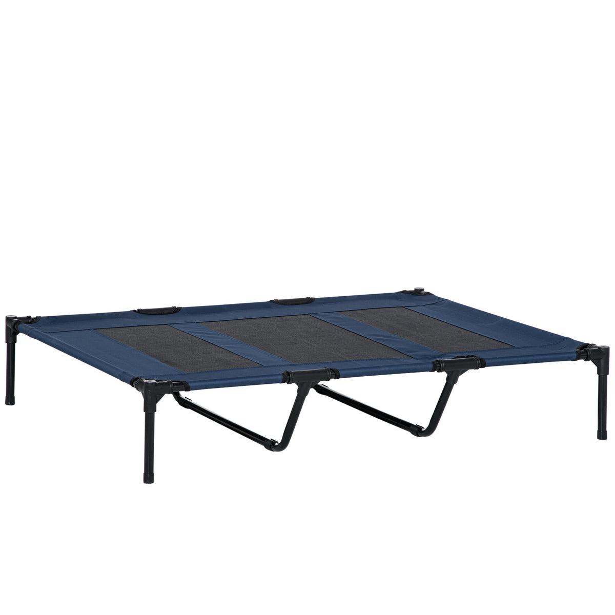 Hondenbed, opvouwbaar, outdoor hondenbed, verhoogde standaard, 122 cm x 92 cm x 23 cm, blauw + zwart