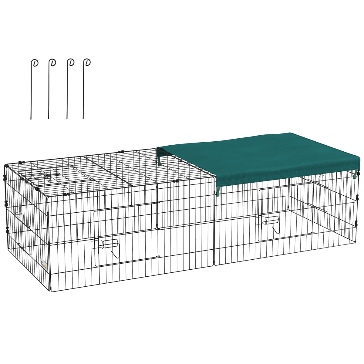 Dierenren uitloopren dwergkonijnenren, 185 x 75 x 50 cm, groen + zwart
