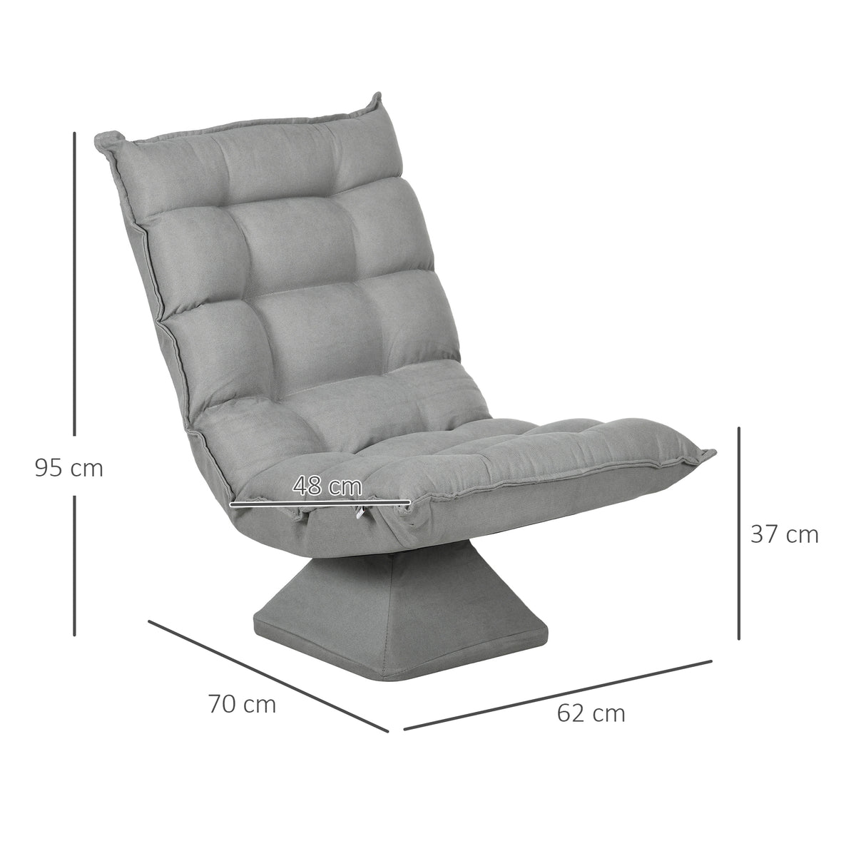 Relaxfauteuil leesfauteuil, draaibaar, fluweeloptiek, 62 cm x 70 cm x 95 cm, lichtgrijs (3)