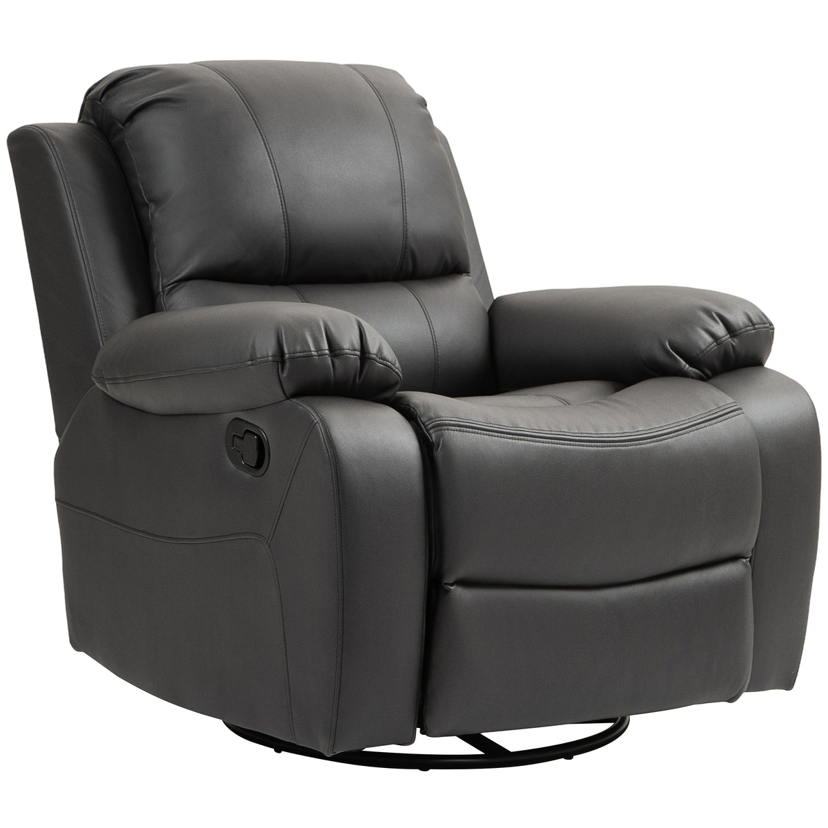 Relaxfauteuil, verstelbare rugleuning & voetensteun, draaibaar, tot 150 kg, stalen frame, 93x100x98cm, zwart