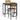 3-delige barset, statafel, 2 stoelen, MDF, metalen frame, waterbestendig, bruin