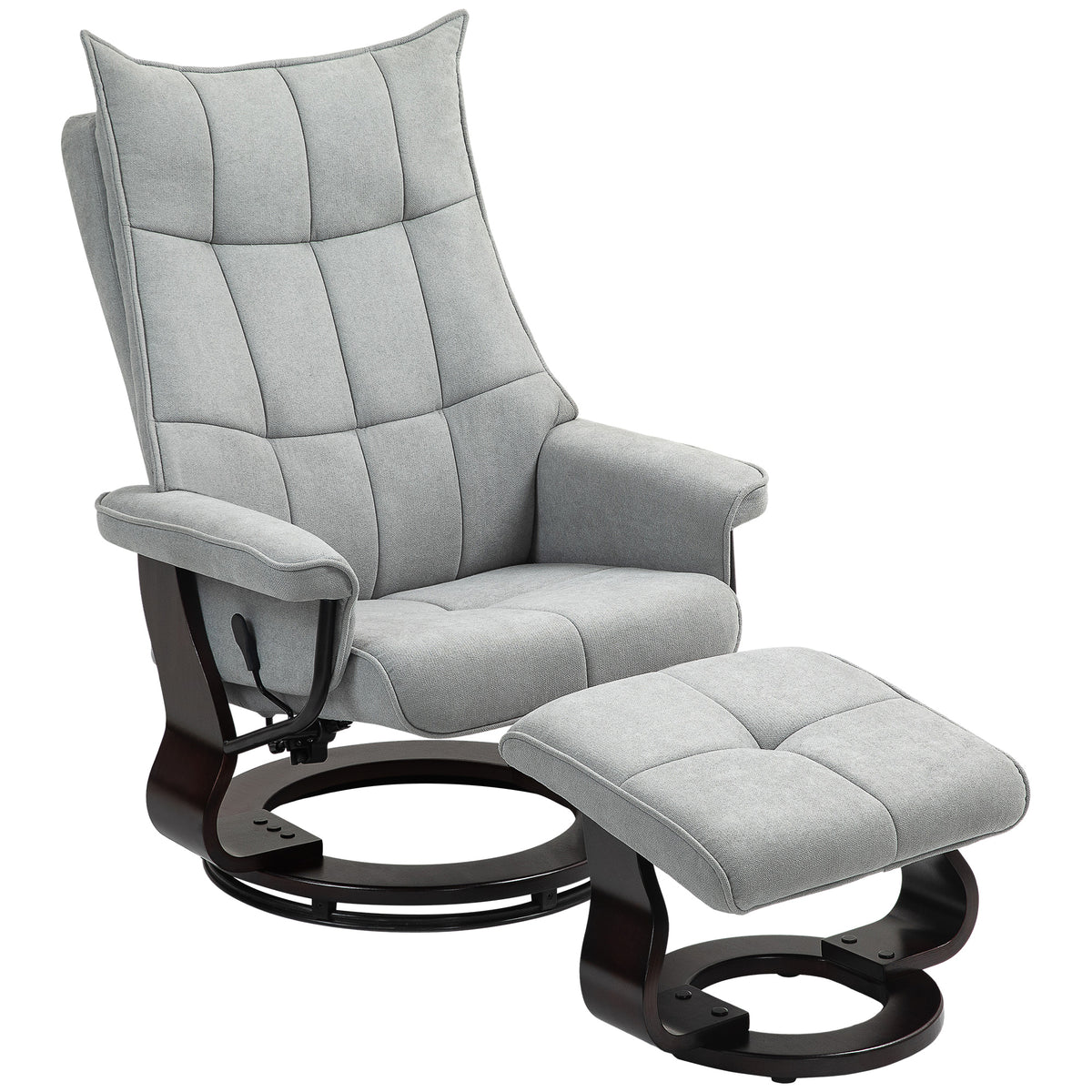 Relaxfauteuil met hocker, draaibaar, schommelfunctie, verstelbare rugleuning, tot 150 kg, grijs