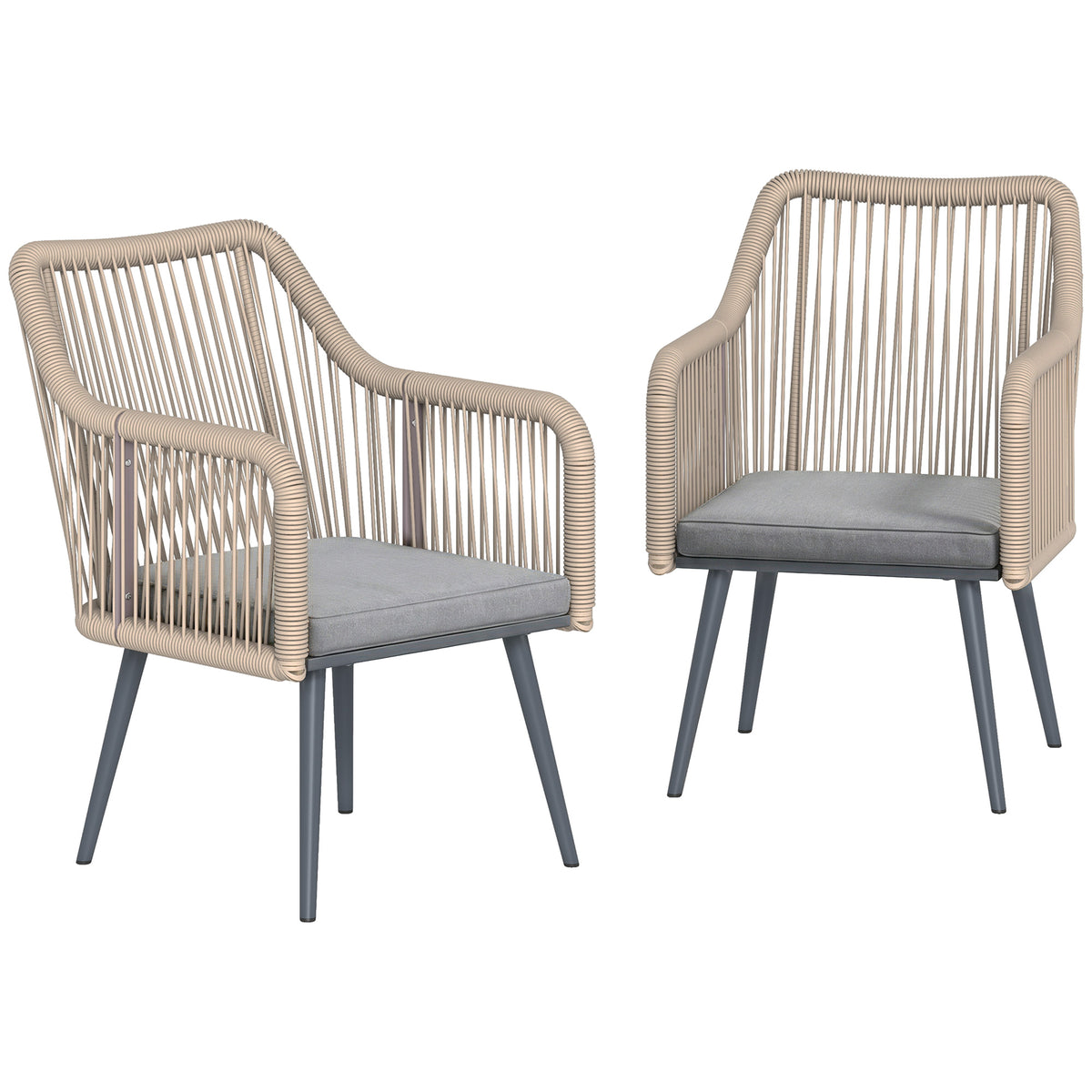 Tuinstoel set van 2 weerbestendig tuinstoelen met armleuning zitkussen metalen frame belastbaar tot 120 kg