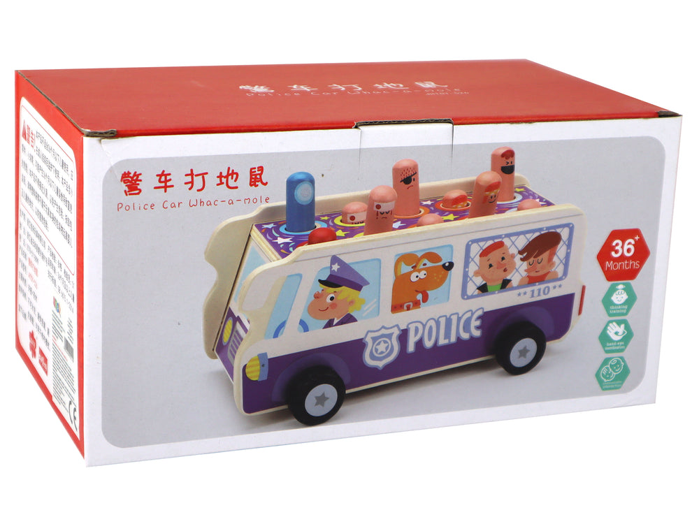 Houten arcadespel trefbal-politiebus (7)