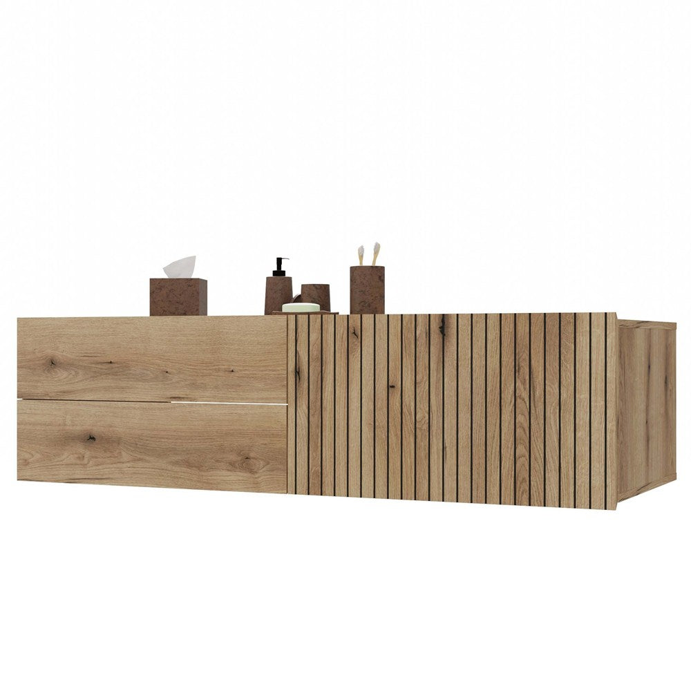 WASCHTISCHUNTERSCHRANK TIGO 1D2S EICHE EVOKE 140 CM 2 SCHUBLADEN GERILLTE FRONT HÄNGEND