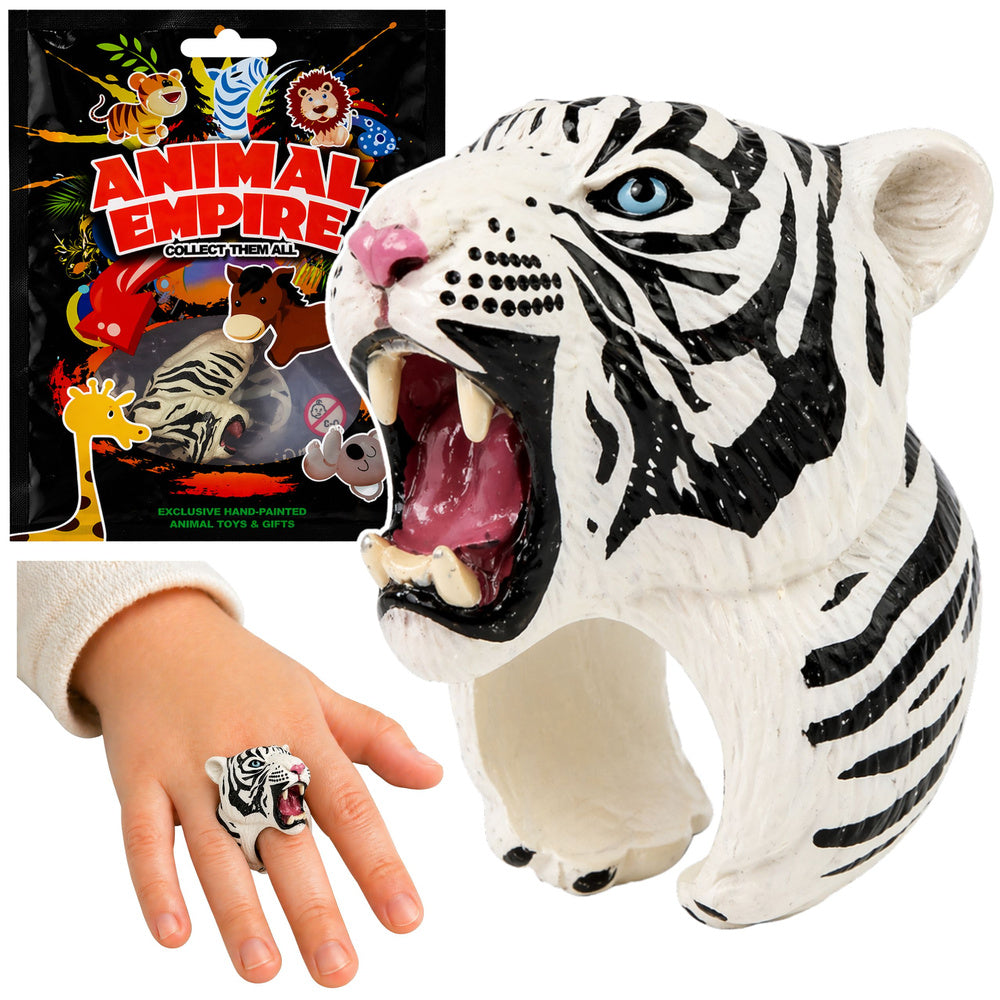 Handpop Educatieve Dieren Tijger Wit