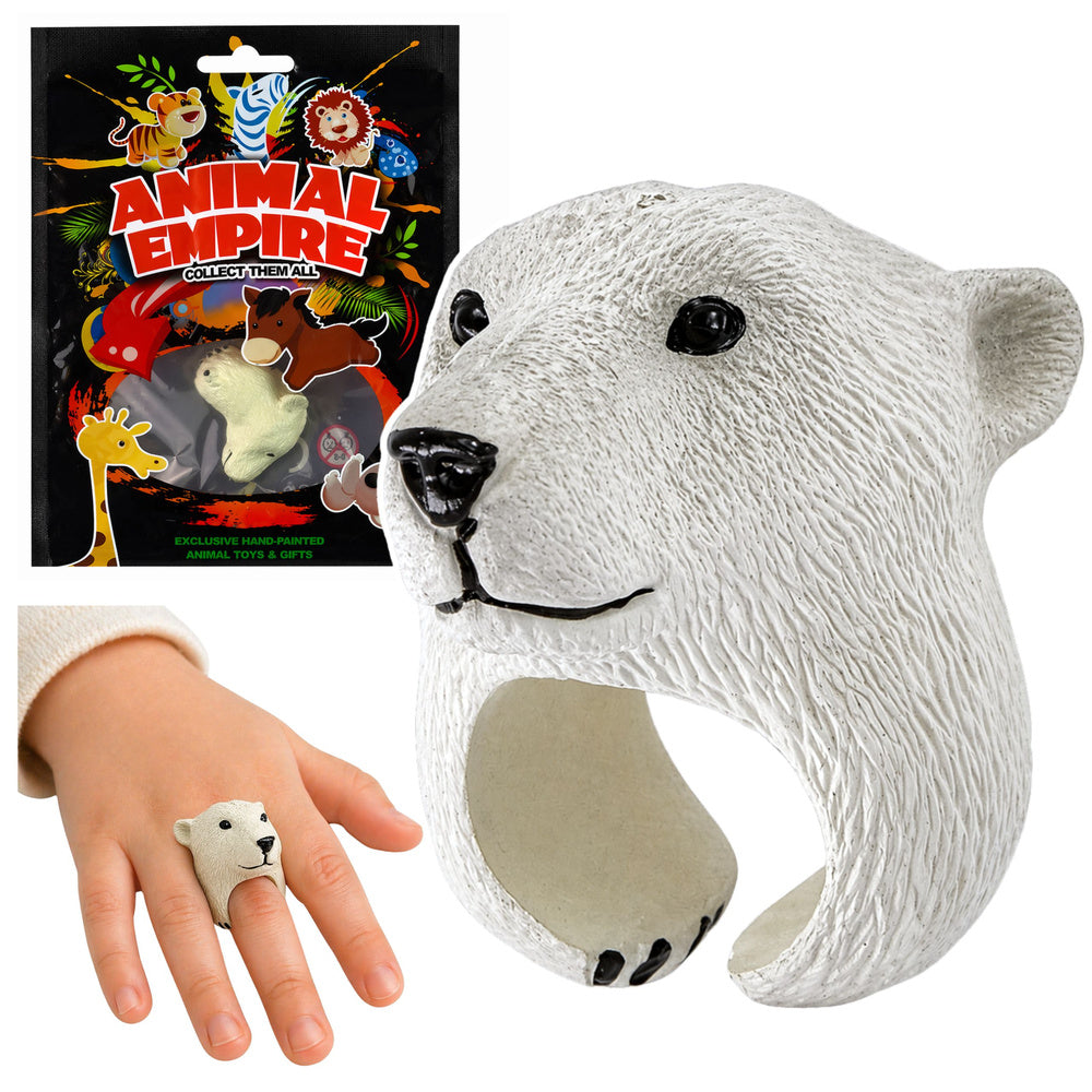 Handpop Educatieve Dieren Beer Wit