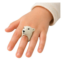 Handpop Educatieve Dieren Beer Wit (3)