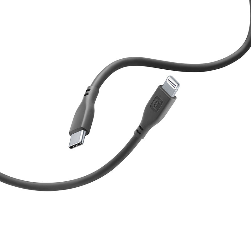 Cellularline Soft Cable - USB-C naar Lightning-kabel MFi-gecertificeerd 1,2 m (zwart)