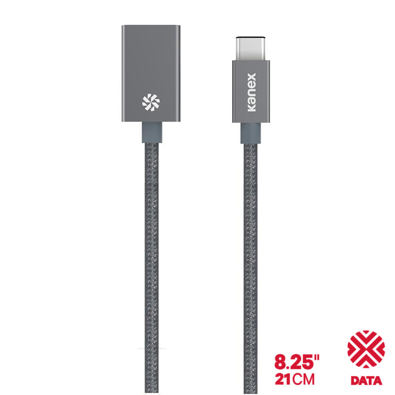 Kanex DuraBraid™-adapter - USB-C naar USB 3.0 type A aluminium adapter (Spacegrijs)