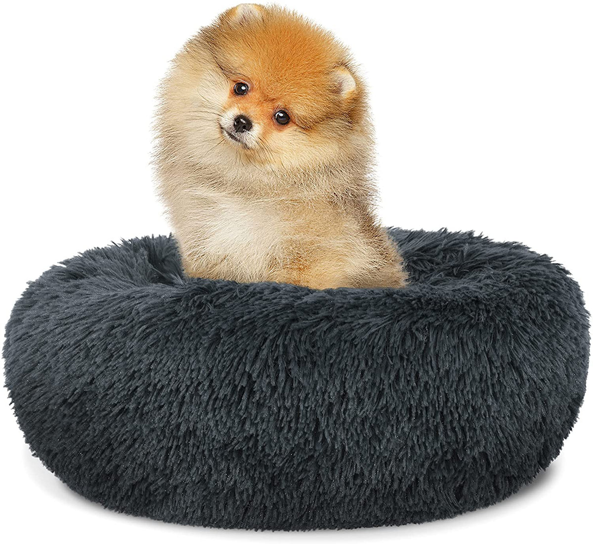 Tierbett Plüsch S 40cm – Dunkelgrau