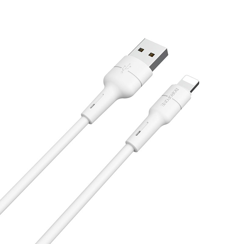 Borofone siliconen - USB naar Lightning-aansluitkabel 1 m (wit)