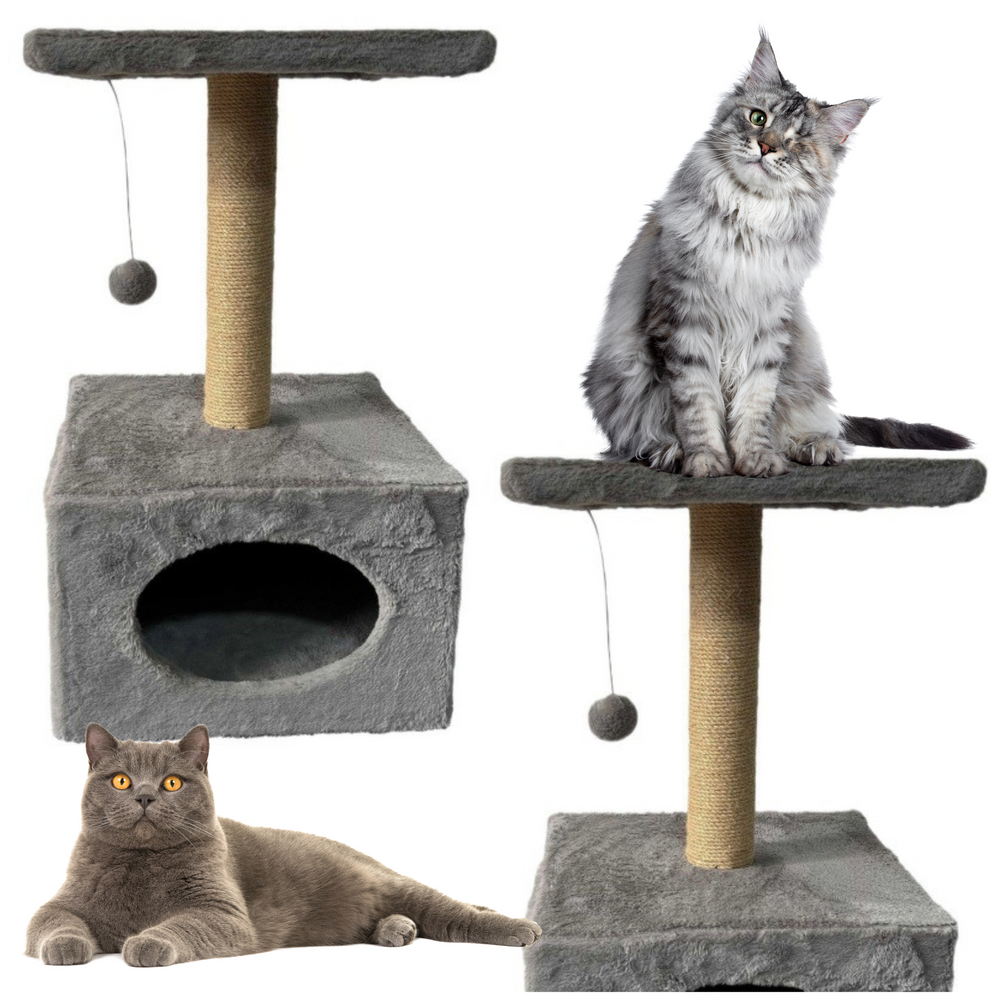 Krabpaal met kattenmand en hangende muis, 31 cm x 31 cm x 56 cm