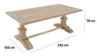 Rustieke teakhouten eettafel 240*100*78