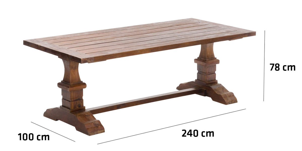 Rustieke teakhouten eettafel 240*100*78 (2)