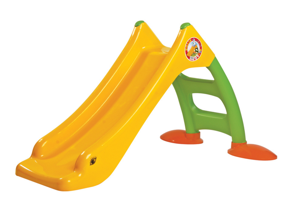 Glijbaan voor kinderen, ladder met 3 treden, geel, 130 cm, 424