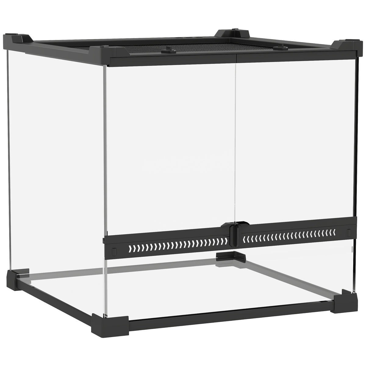Glazen terrarium voor reptielen, verhoogde & waterdichte bodem, knopslot