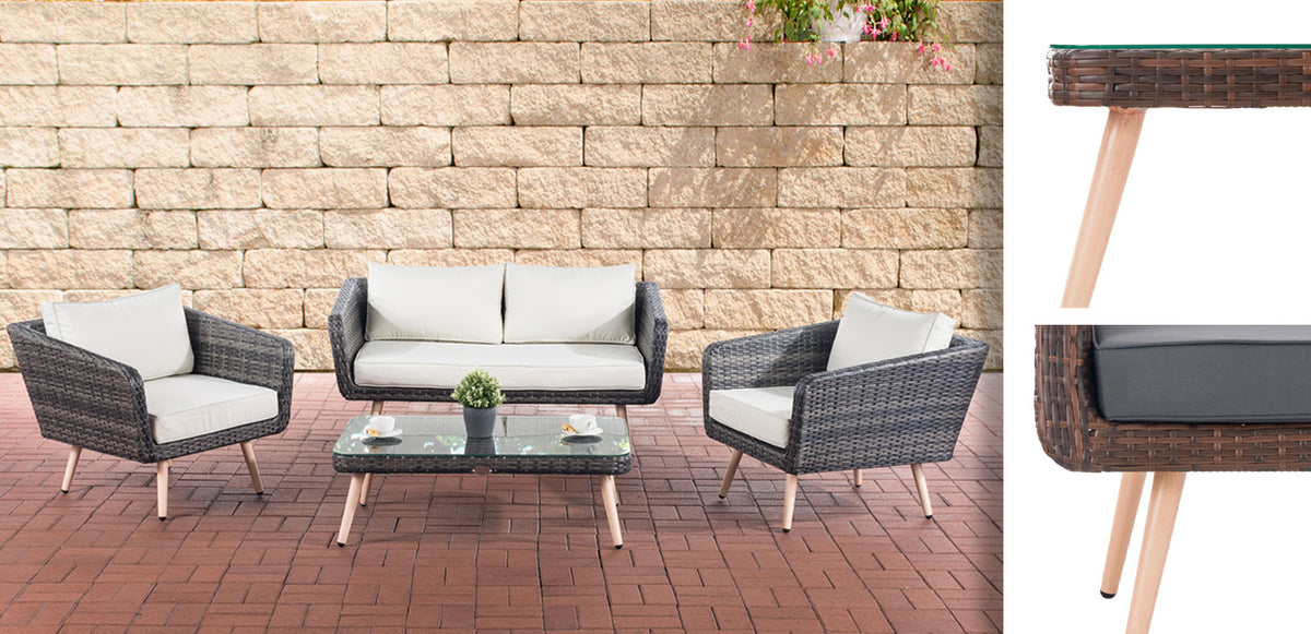 Lounge-set Trosa plat rotan ijsgrijs 45 cm (lichtbruin) (3)