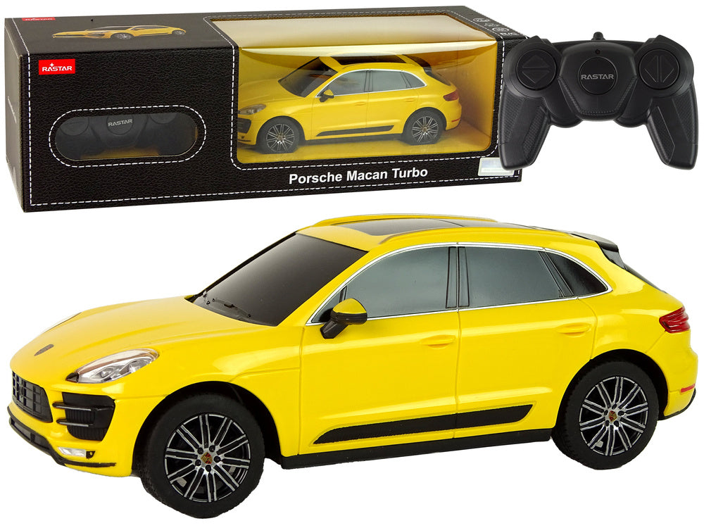 R/C Porsche Macan Turbo auto 1:24 Rastar geel