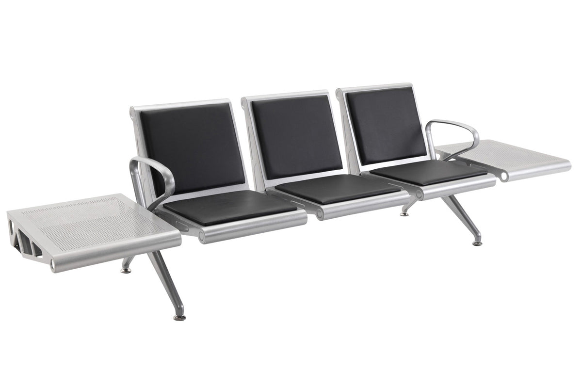 Wachtbank met 3 zittingen, terminal, kunstleer met tafels