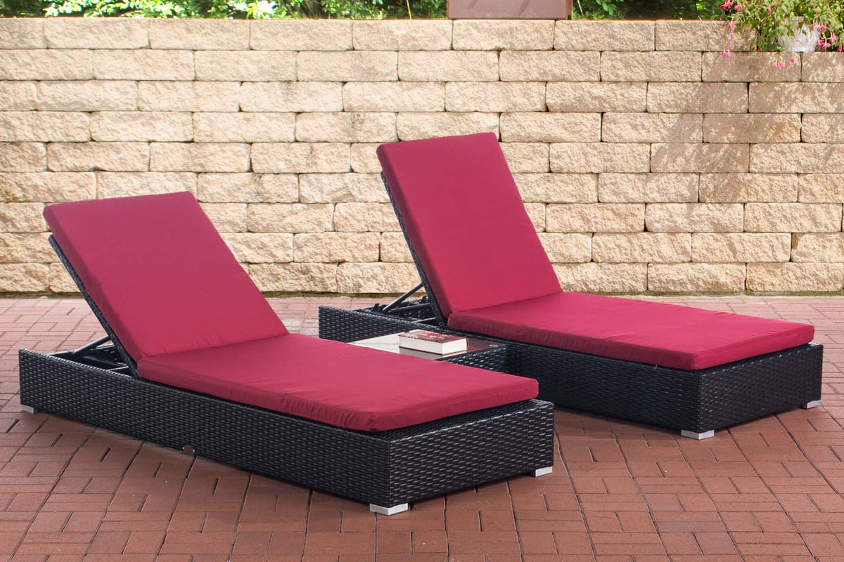 2x ligbed Nadi met tafel robijnrood
