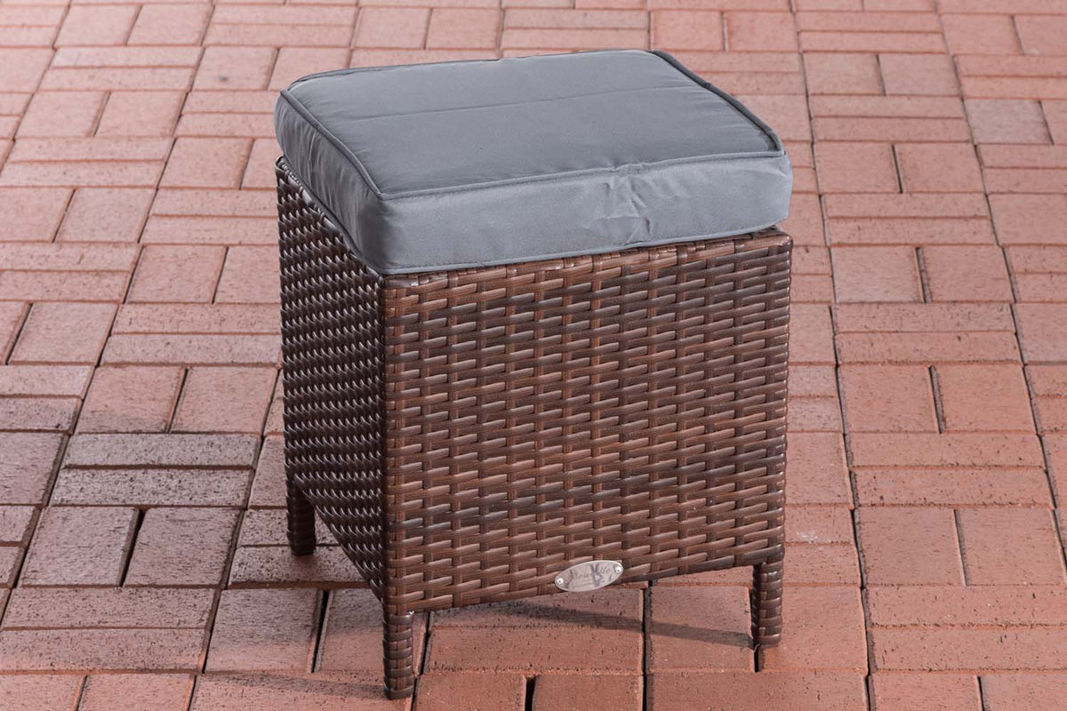 Hocker Vilato plat rotan, ijzergrijs