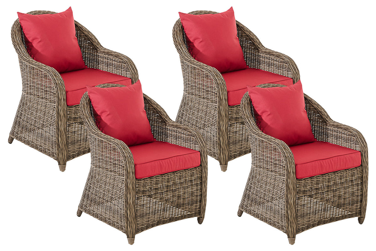 4-delige set fauteuils Stavanger / Farsund robijnrood (9)