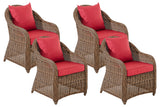 4-delige set fauteuils Stavanger / Farsund robijnrood