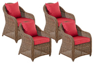 4-delige set fauteuils Stavanger / Farsund robijnrood