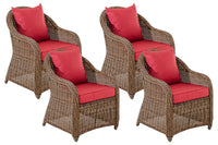 4-delige set fauteuils Stavanger / Farsund robijnrood
