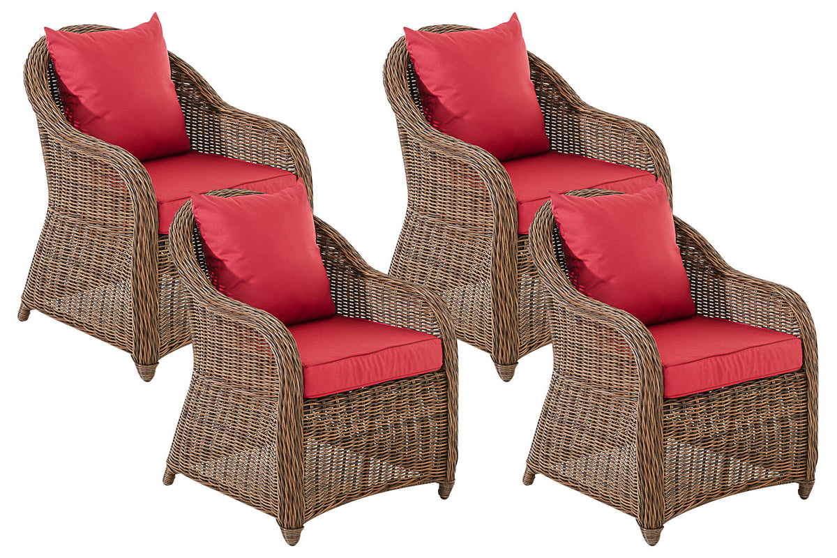 4-delige set fauteuils Stavanger / Farsund robijnrood