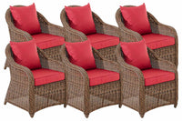 6-delige set fauteuils Stavanger robijnrood