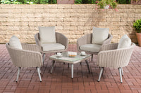 Lounge-set Ameland rond rotan crèmewit 40 cm (lichtgrijs)